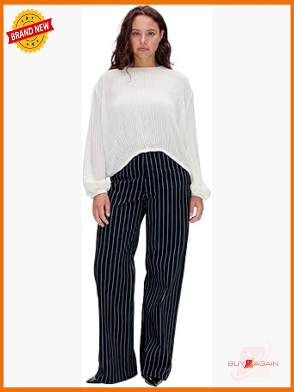 Loose Fit Cropped Blouse with Plissé Texture - Semi-Sheer